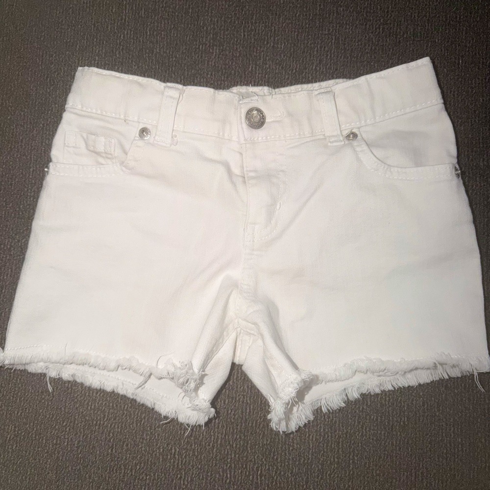 Cat & Jack Girls White Denim Cut-Off Shorts Size 8 Pockets Frayed Hem 204